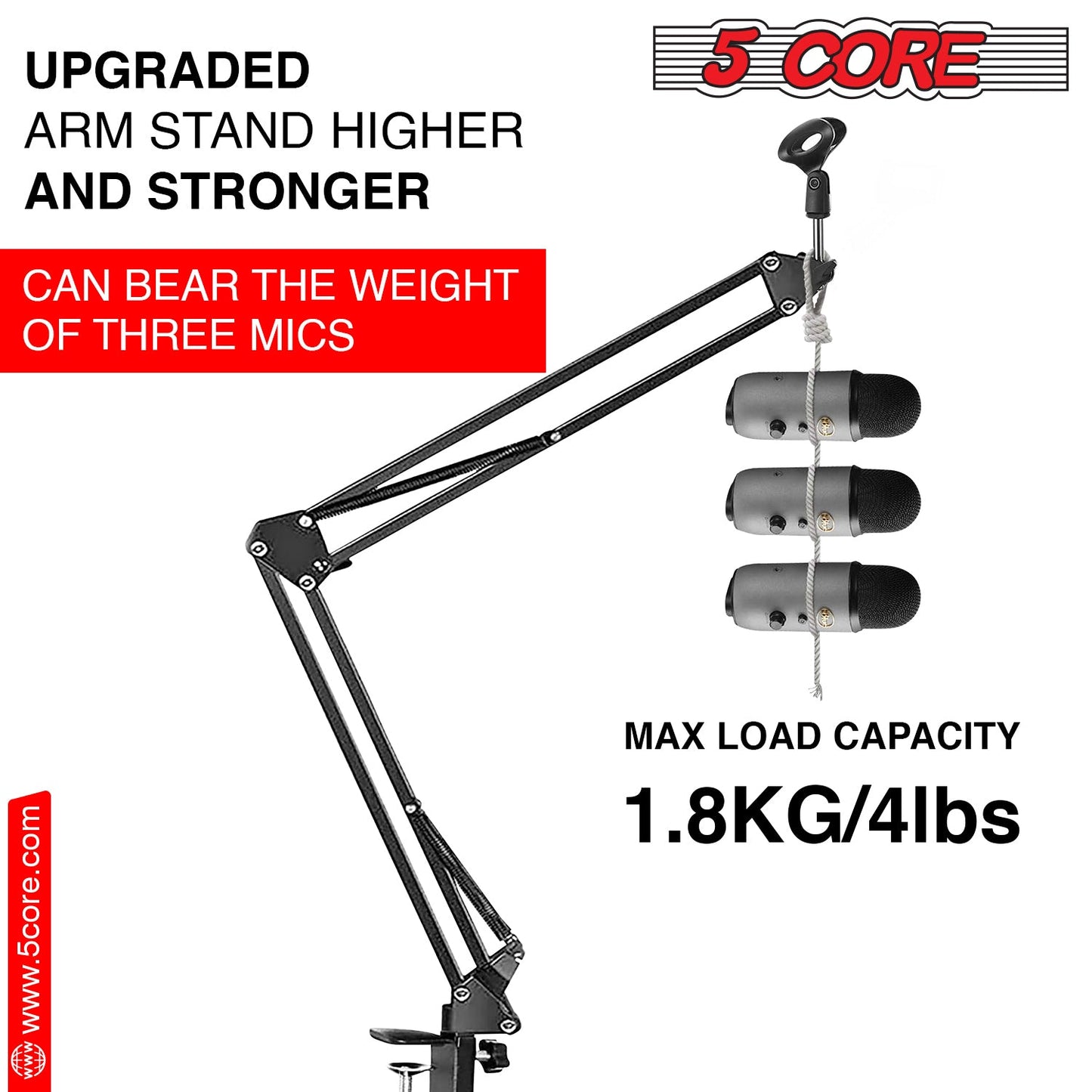 5Core Microphone Stand Suspension Desk Scissor Boom Arm w Shock Mount Dual Layer Pop Filter